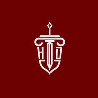 HD iniziale logo monogramma design per legale avvocato vettore Immagine con spada e scudo
