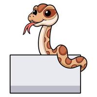 carino daboia russelii serpente cartone animato con vuoto cartello vettore