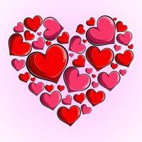 cuore composto da piccoli cuori rosa e rossi, cuore composto da cuori San Valentino amore vettore