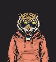 vibes tigre che indossa la felpa con cappuccio