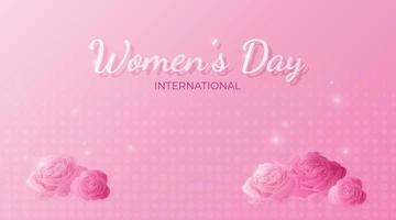 8 marzo sfondo. internazionale Da donna giorno bandiera con rosa Rose. saluto carta su pastello rosa tono. vettore illustrazione.