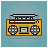 8 po pixel Vintage ▾ Radio. classico Radio pixel per gioco risorsa e ragnatela icona nel vettore illustrazione.