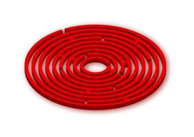 3d rosso labirinto cerchio con ombra vettore modello. circolare isometrico labirinto design.
