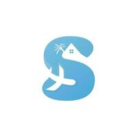 vettore logo illustrazione di lettera S aereo e villa