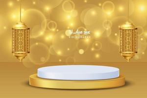 sfondo islamico della decorazione del podio con ornamento islamico. illustrazione 3d vettoriale
