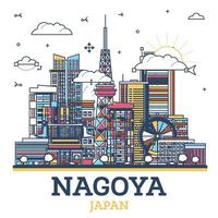 schema nagoya Giappone città orizzonte con moderno colorato edifici isolato su bianca. nagoya paesaggio urbano con punti di riferimento. vettore