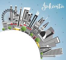jakarta Indonesia città orizzonte con grigio edifici, blu cielo e copia spazio. vettore