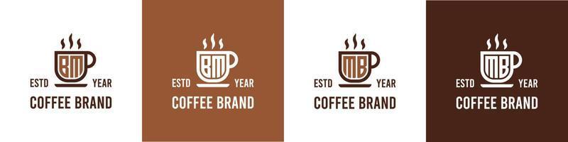 lettera bm e mb caffè logo, adatto per qualunque attività commerciale relazionato per caffè, Tè, o altro con bm o mb iniziali. vettore