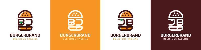 lettera bj e jb hamburger logo, adatto per qualunque attività commerciale relazionato per hamburger con bj o jb iniziali. vettore
