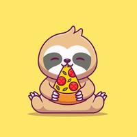 carino bradipo mangiare Pizza cartone animato vettore icona illustrazione. animale cibo icona concetto isolato premio vettore. piatto cartone animato stile