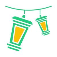 decorazione icona solido verde giallo stile Ramadan illustrazione vettore elemento e simbolo Perfetto.