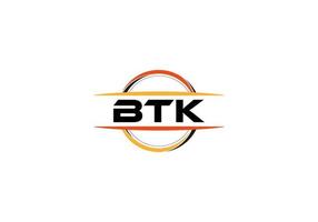 btk lettera reali ellisse forma logo. btk spazzola arte logo. btk logo per un' azienda, attività commerciale, e commerciale uso. vettore