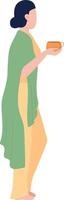 coperto di coperta donna nel comodo Abiti con boccale semi piatto colore vettore carattere. modificabile figura. pieno corpo persona su bianca. semplice cartone animato stile illustrazione per ragnatela grafico design e animazione
