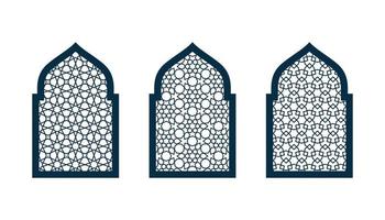 impostato di sagome Arabo porte o finestre vettore. cnc modello, laser taglio, vettore modello