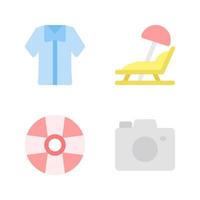estate vacanza icone impostare. camicia, spiaggia, salvagente, telecamera . Perfetto per sito web mobile app, App icone, presentazione, illustrazione e qualunque altro progetti vettore