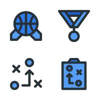 pallacanestro icone impostare. medaglia, tattica, clipboard. Perfetto per sito web mobile app, App icone, presentazione, illustrazione e qualunque altro progetti vettore