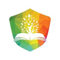 formazione scolastica albero crescita su libro idea vettore logo. studenti con la laurea berretto vettore design.