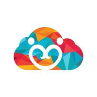 nube coppia logo design. coppia cuore nel nube vettore design. amore nube cartello.