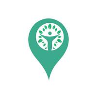 GPS e umano albero vettore logo design. umano Salute e cura logo design modello.