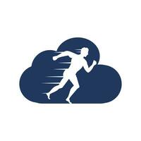 uomo in esecuzione nube icona vettore logo design. in esecuzione uomo e nube vettore simbolo. sport e concorrenza concetto.