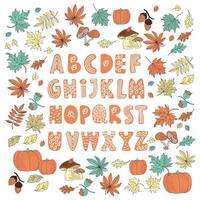 autunno alfabeto decorativo lettere vettore illustrazione impostato
