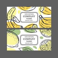 Banana Limone etichette design schizzo vettore illustrazione impostato