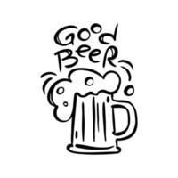 mestiere birra boccale cartone animato lettering bevanda vettore illustrazione