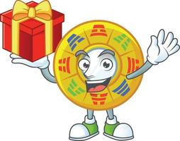 Cinese cerchio feng shui cartone animato personaggio stile vettore