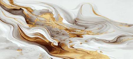 marmo panoramico struttura, bianca oro colorato marmo superficie, curvo linee, luminosa astratto sfondo design - vettore
