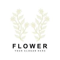 semplice botanico foglia e fiore logo, vettore naturale linea stile, decorazione disegno, striscione, volantino, nozze invito, e Prodotto il branding