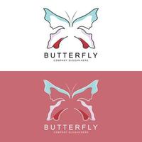 design del logo della farfalla, bellissimo animale volante, illustrazione dell'icona del marchio aziendale, serigrafia, salone vettore