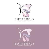 design del logo della farfalla, bellissimo animale volante, illustrazione dell'icona del marchio aziendale, serigrafia, salone vettore
