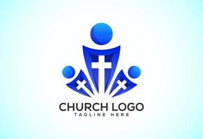Chiesa colorato logo. cristiano cartello simboli. il attraversare di Gesù vettore