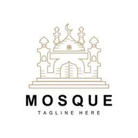 moschea logo, islamico culto disegno, eid al Fitr moschea edificio vettore icona modello, Ramadan, eid al adha