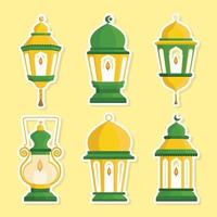 candela lampada lanterna impostato illustrazione, Ramadan piatto vettore design