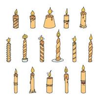 ardente compleanno candela impostare. singolo scarabocchio illustrazione. mano disegnato clipart per carta, logo, design vettore