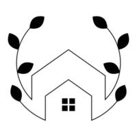 Casa e le foglie vettore icona. lusso vero tenuta icona. piatto logo design.