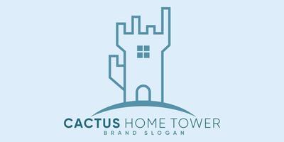 cactus casa Torre logo con moderno design premio vettore