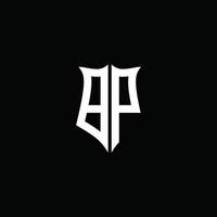 bp monogramma lettera logo nastro con stile scudo isolato su sfondo nero vettore