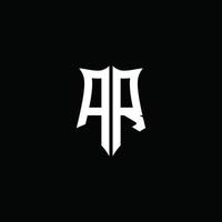 ar monogramma lettera logo nastro con scudo stile isolato su nero sfondo vettore