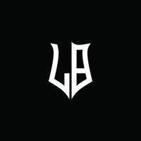 lb monogramma lettera logo nastro con stile scudo isolato su sfondo nero vettore