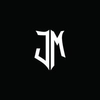 jm monogramma lettera logo nastro con scudo stile isolato su nero sfondo vettore