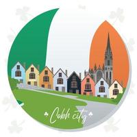 colorato irlandesi città paesaggio con un' tempio Irlanda vettore