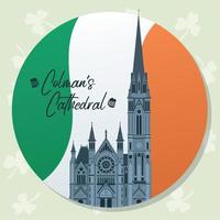 colorato irlandesi etichetta con colman Cattedrale punto di riferimento vettore