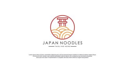 noodels logo con torii giapponese concetto creativo design vettore icona illustrazione