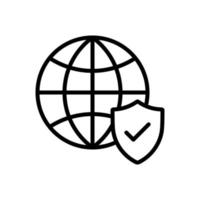 globo con scudo cartello, Internet, Rete sicurezza concetto icona nel linea stile design isolato su bianca sfondo. modificabile ictus. vettore