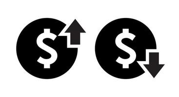dollaro prezzo su giù icona vettore. crescente e decrescente moneta valore cartello simbolo vettore