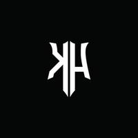 kh monogramma lettera logo nastro con stile scudo isolato su sfondo nero vettore