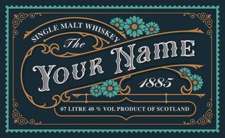 un modello di etichetta di whisky vintage vettore