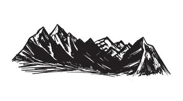 roccioso montagne, mano disegnato stile, vettore illustrazione